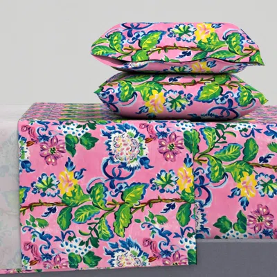 Spoonflower Vertical Climbing Flowers And Leaves Chinoiserie Style Oil Painting King Sheet Set