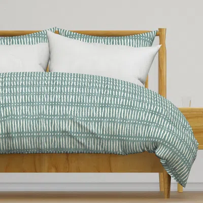 Spoonflower Vertical Dash Mud Stripes Duvet Cover