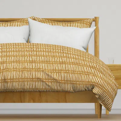 Spoonflower Vertical Dash Mud Stripes Duvet Cover
