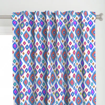 Spoonflower Vibrant Rainbow Ikat Curtain Panel