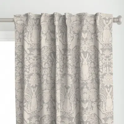 Spoonflower Victorian Rabbit Damask Curtain Panel