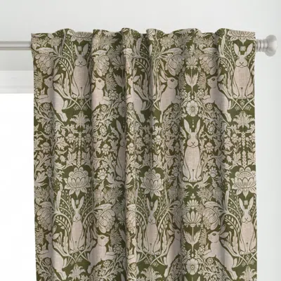 Spoonflower Victorian Rabbit Damask Curtain Panel