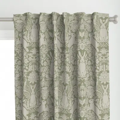Spoonflower Victorian Rabbit Damask Curtain Panel