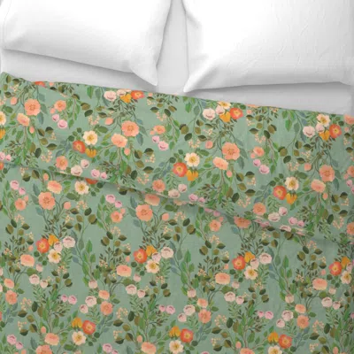 Spoonflower Victorian Vintage Garden (duck Egg) Wide Cotton Sateen 3.5 oz 26" X 20" Standard Knife Edge