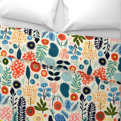 Spoonflower Vintage 1950s Inspired Floral On White King Pillow Sham In Multi
