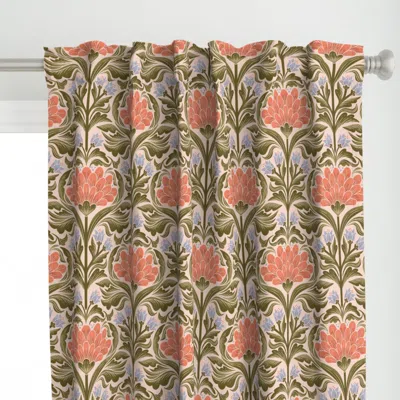 Spoonflower Vintage Bloom - Coral And Curtain Panel