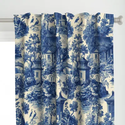 Spoonflower Vintage Blue And White Curtain Panel