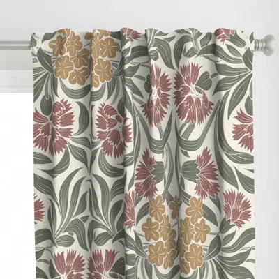 Spoonflower Vintage Botanical Flowers Curtain Panel In Black