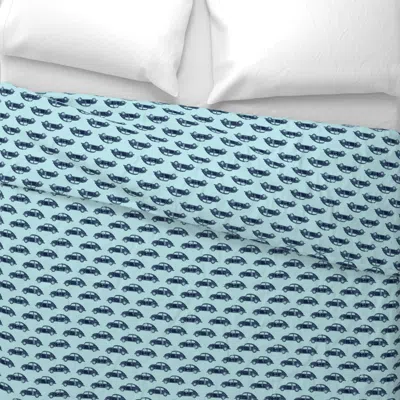 Spoonflower Vintage Cars - Navy On Blue King Pillow Sham In Gray
