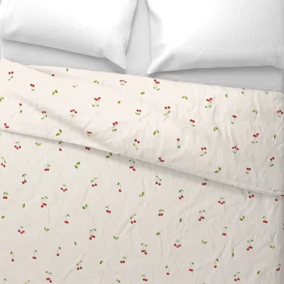 Spoonflower Vintage Cherries On Cream 24 Inch Wide Cotton Sateen 3.5 oz 26" X 20" Standard Knife Edge