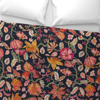 Spoonflower Vintage Chintz Florals Black - Jumbo Wide Cotton Sateen 3.5 oz 26" X 20" Standard Knife Edge