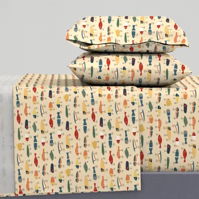 Spoonflower Vintage Fishing Lures Queen Sheet Set