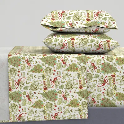 Spoonflower Vintage Ho Ho Ho Cal King Sheet Set