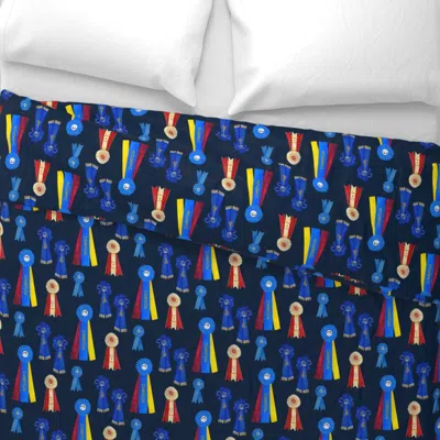 Spoonflower Vintage Horse Show Ribbons Navy Blue Wide Cotton Sateen 3.5 oz 26" X 20" Standard Knife Edge