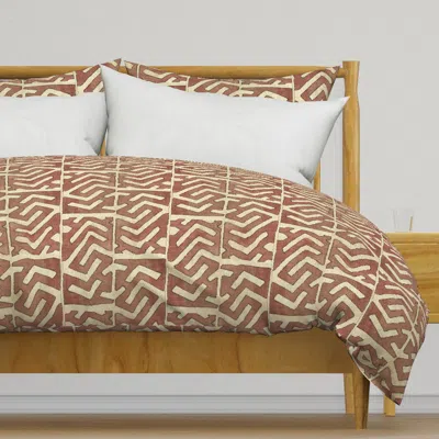 Spoonflower Vintage Kuba Cloth Terra Cotta Duvet Cover In Brown