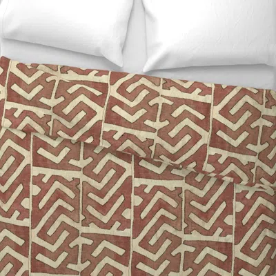 Spoonflower Vintage Kuba Cloth Terra Cotta Straw Wide Cotton Sateen 3.5 oz 26" X 20" Standard Knife Edge