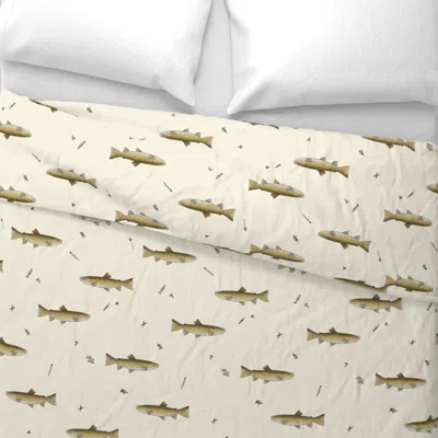 Spoonflower Vintage Lake Fishing Wide Cotton Sateen 3.5 oz 26" X 20" Standard Knife Edge