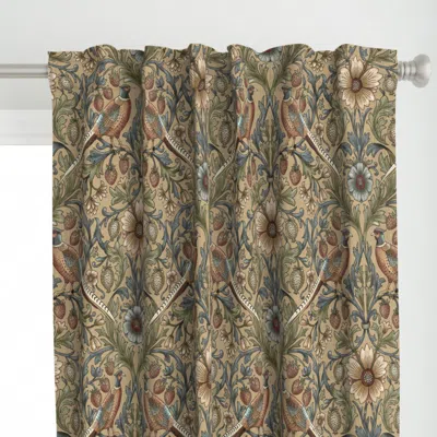 Spoonflower Vintage Morris Style Curtain Panel In Green