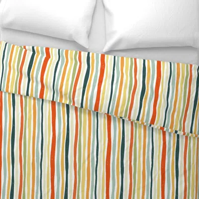 Spoonflower Vintage Mosaic Stripe Lighthearted Bold Colorful Lines Stripes Euro Pillow Sham