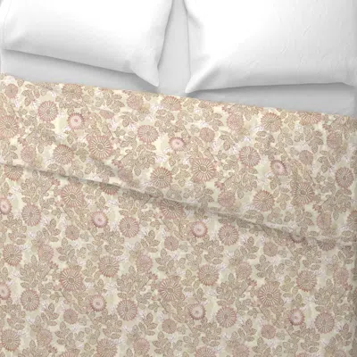 Spoonflower Vintage Neutral Botanical Tan And Mauve On Cream Small Japanese Floral Euro Pillow Sham