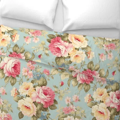 Spoonflower Vintage Pink And Yellow Roses King Pillow Sham