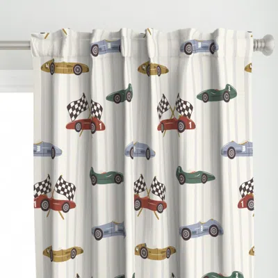 Spoonflower Vintage Race Cars Pattern Curtain Panel