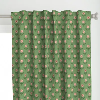 Spoonflower Vintage Retro Flower Stem Curtain Panel