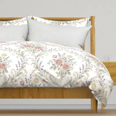 Spoonflower Vintage Rose & Lavender Damask Duvet Cover