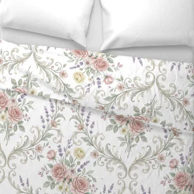 Spoonflower Vintage Rose & Lavender Damask Floral King Pillow Sham