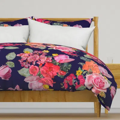 Spoonflower Vintage Roses // Navy Duvet Cover