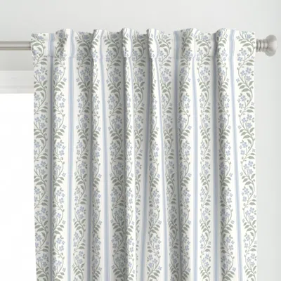 Spoonflower Vintage Stripe Floral Curtain Panel