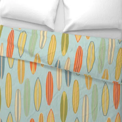 Spoonflower Vintage Surfboards Aqua Large Wide Cotton Sateen 3.5 oz 26" X 20" Standard Knife Edge