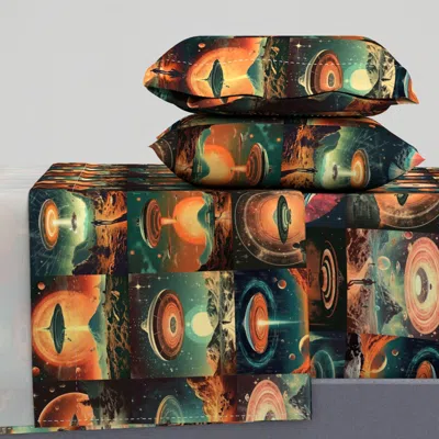 Spoonflower Vintage Ufo Posters 2 Xl King Sheet Set In Multi