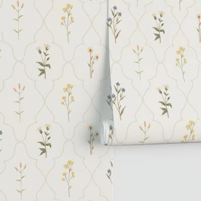 Spoonflower Vintage Wildflower Trellis Performance 2' X 12' In Multi