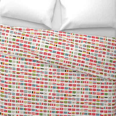 Spoonflower Vintage World Flags Wide Cotton Sateen 3.5 oz 26" X 20" Standard Knife Edge