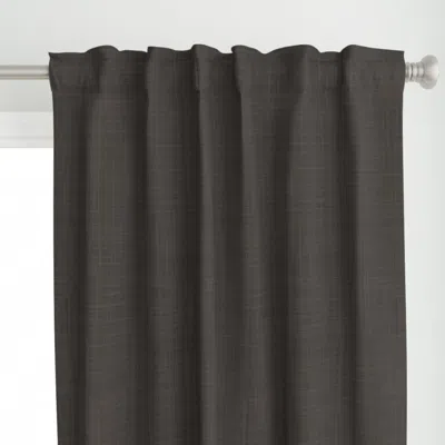 Spoonflower Warm Charcoal Brown Linen Curtain Panel