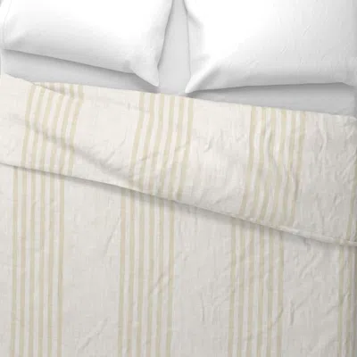 Spoonflower Warm Tan Almond + White Farmhouse Textured Cabana Ticking Stripe / Jumbo King Pillow Sha