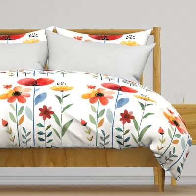 Spoonflower Water Color Flowers Duvet Cover