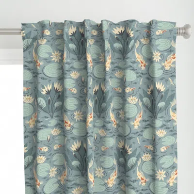 Spoonflower Water Lilies And Koi Fish Curtain Panel