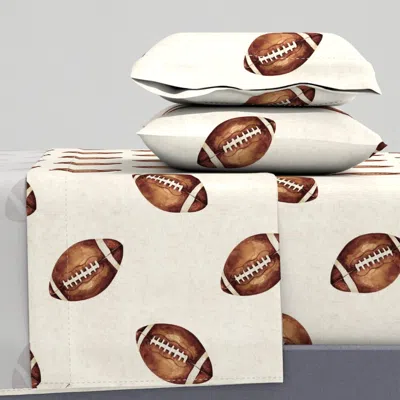 Spoonflower Watercolor All-star Football On Textured Cream 12 Inch Full Sheet Set