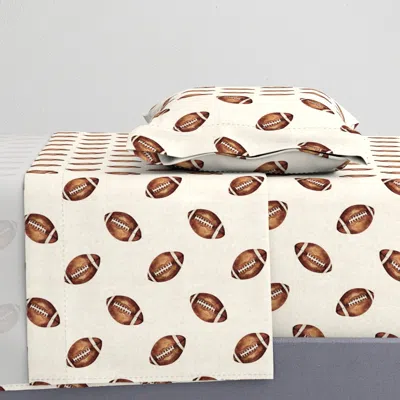 Spoonflower Watercolor All-star Football On Textured Cream 6 Inch Twin Sheet Set