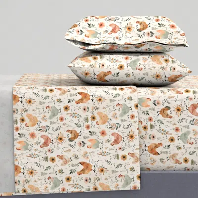 Spoonflower Watercolor Chickens Medium - Hens In The Meadow - French Country Full Sheet Set