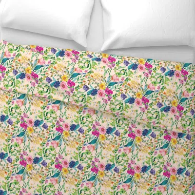 Spoonflower Watercolor Floral Garden Blush King Pillow Sham