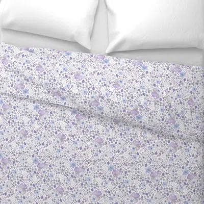 Spoonflower Watercolor Floral - Purple Wide Cotton Sateen 3.5 oz 26" X 20" Standard Knife Edge