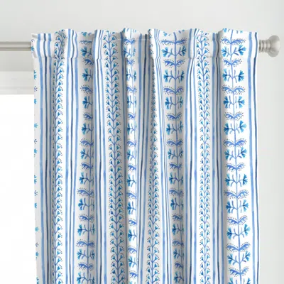 Spoonflower Watercolor Floral Stripe Curtain Panel