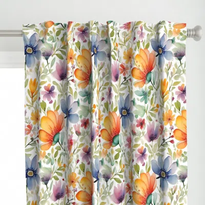 Spoonflower Watercolor Flowers And Curtain Panel