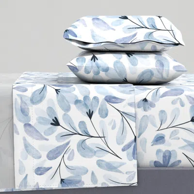Spoonflower Watercolor Flowers Queen Sheet Set