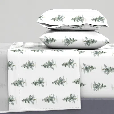 Spoonflower Watercolor Forest Trees King Sheet Set