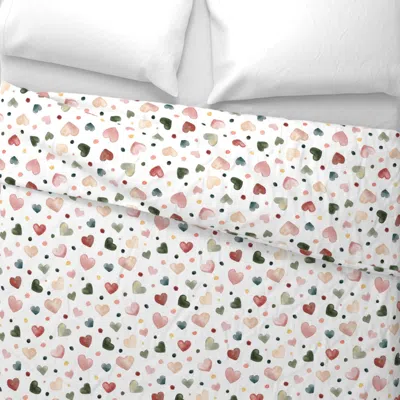 Spoonflower Watercolor Hearts -medium Wide Cotton Sateen 3.5 oz 26" X 20" Standard Knife Edge