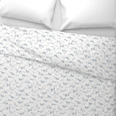Spoonflower Watercolor Horses - Blue Wide Cotton Sateen 3.5 oz 26" X 20" Standard Knife Edge